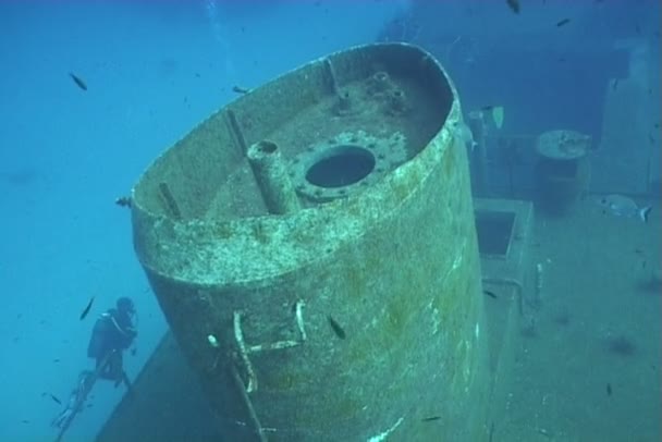 Malta barco submarino naufragio buceo — Vídeos de Stock