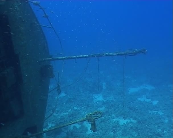 Vrak lodi, potápění pod vodou video — Stock video