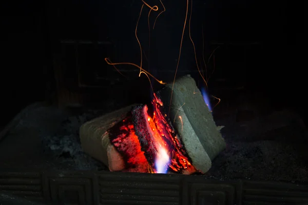 Burning fireplace — Stock Photo, Image