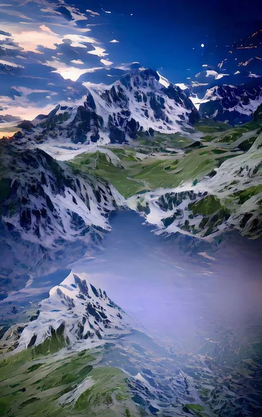 Fabulosas Montanhas Noturnas Alpes Europa Paisagem — Fotografia de Stock