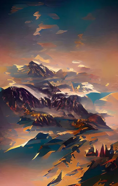 Сказочные Ночные Горы Альпы Стоковое Фото