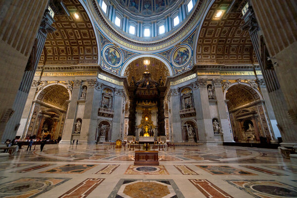 Interior of St. Peters Basilica in Vatican, Rome