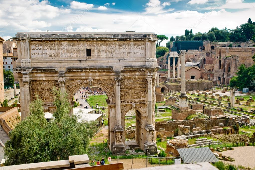 Arch of Emperor Septimius Severus and the Roman Forum in Rome