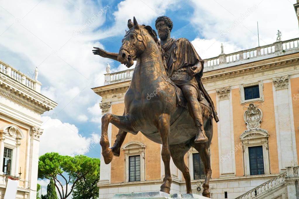 The equestrian statue of Marcus Aurelius in Capitoline Hill