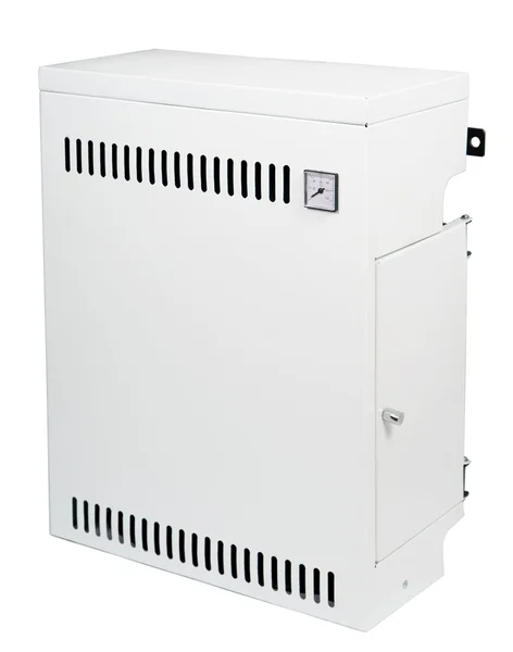Un riscaldatore a gas residenziale, isolato su bianco — Foto Stock