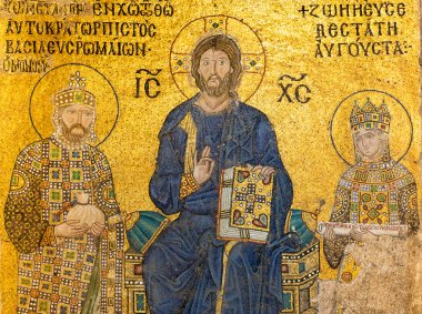 Antik mozaik duvar içinde Aya Sofya, istanbul, tu