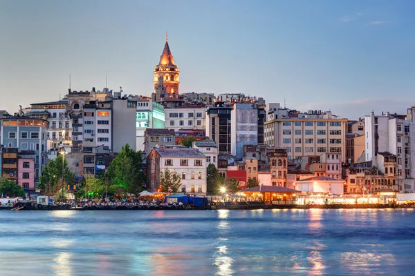 View of Galata district at sunset, Istanbul, Turkey — Stock Photo, Image