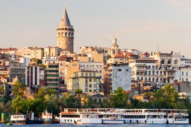 Cityscape günbatımında galata Kulesi istanbul'da