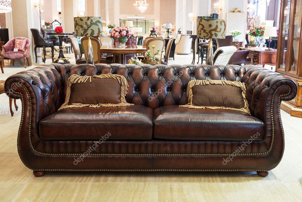 Classic Leather Sofa In A Furniture, Leather Furniture Gallery