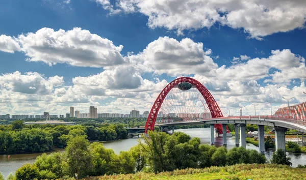 Moderna kabel-blivet överbrygga i Moskva — Stockfoto