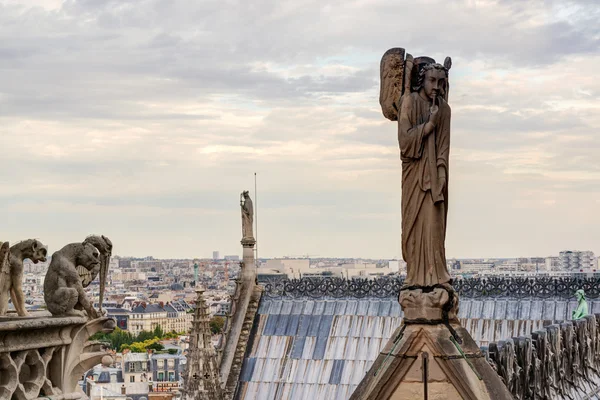 Statues and chimeras of the Cathedral of Notre Dame de Paris, Fr — Stock Photo, Image