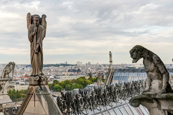 Heykeller ve notre dame Katedrali'nin chimeras (gargoyles) — Stok fotoğraf