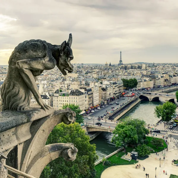 Quimera (gárgola) de la Catedral de Notre Dame de Paris — Foto de Stock