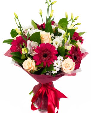 Gül, gerbera ve orkide buketi
