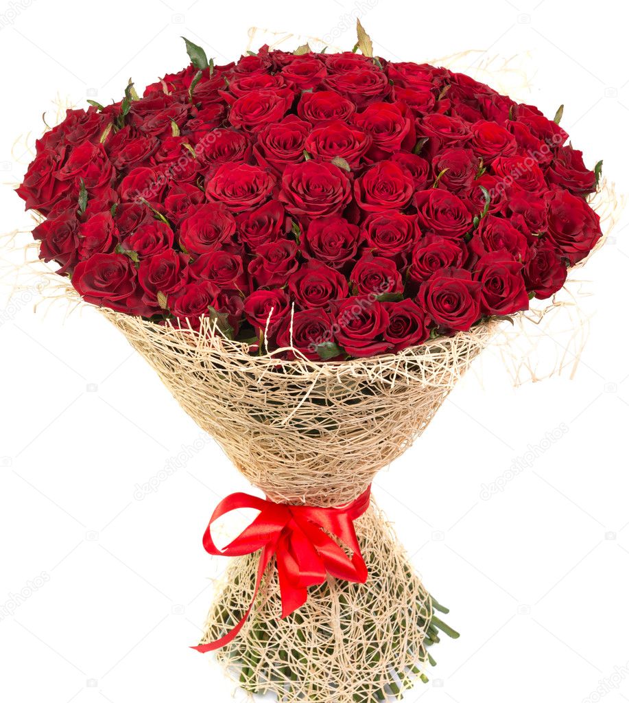 Big bouquet of red roses