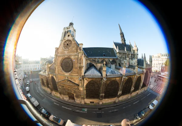 Old church, taken fisheye lens, in Paris — Stock Photo, Image