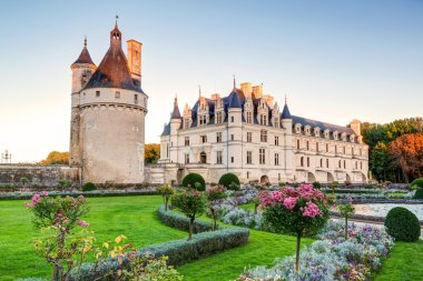 chateau de chenonceau gün batımında, Fransa