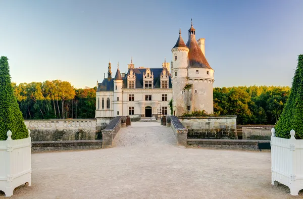 Chateau de chenonceau w zachód słońca, Francja — Zdjęcie stockowe