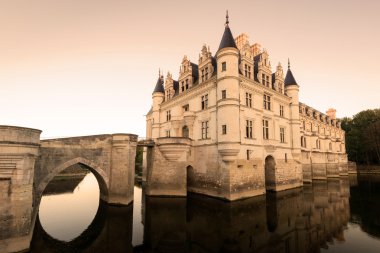 chateau de chenonceau gün batımında, Fransa