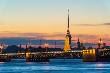 Palace Bridge and Peter and Paul Cathedral in St. Petersburg, Ru clipart