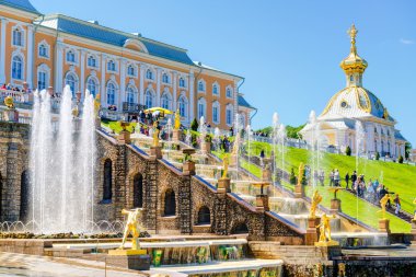 Peterhof Palace with Grand Cascade in Saint Petersburg, Russia clipart