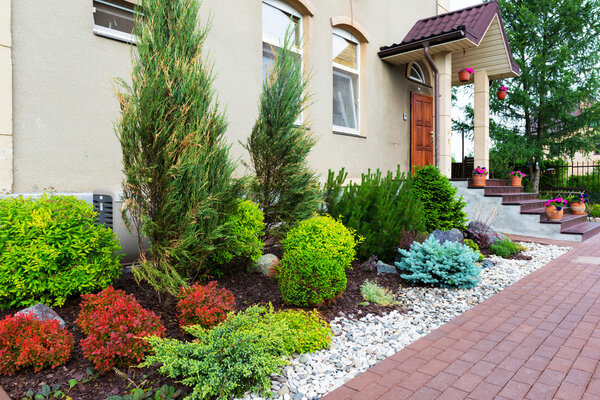 Natural landscaping in home garden
