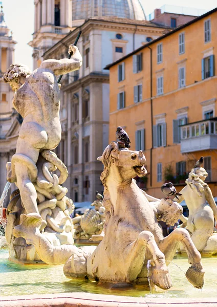 Detail of the Fountain of Neptune at the Piazza Navona in Rome — Stock Photo, Image