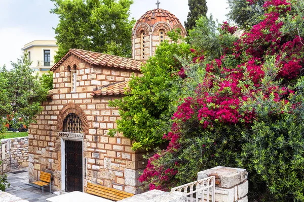 Church of St Asomati, Athens, Greece. It is historical landmark of Athens. Scenic view of medieval Byzantine building in Athens city center. Concept of Greek history, Orthodox religion and culture.