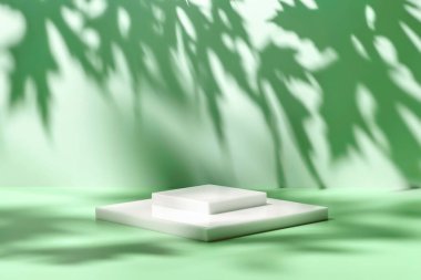 Nane arkaplan ve gölgelerde beyaz podyum sahnesi