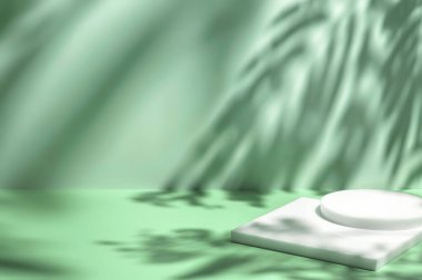 Nane arkaplan ve gölgelerde beyaz podyum sahnesi