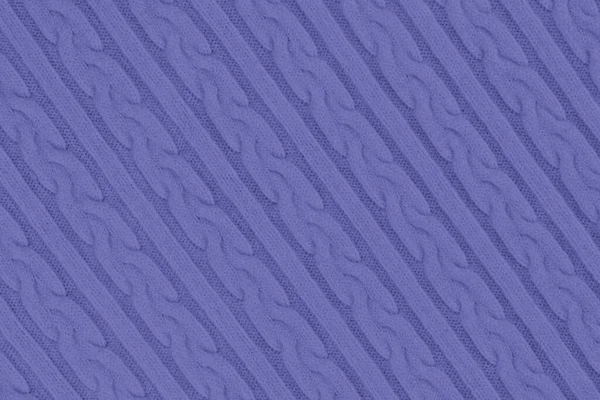 Lila diagonale Strickwaren Textur mit Zöpfen — Stockfoto