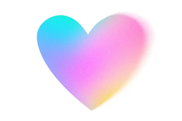 하얀 배경에 있는 파스텔 홀로그램의 흐릿 한 경사도 심장 — 스톡 사진