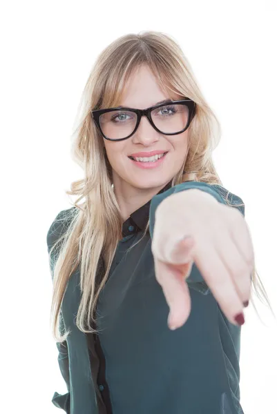 Business woman pointing Stock Photo