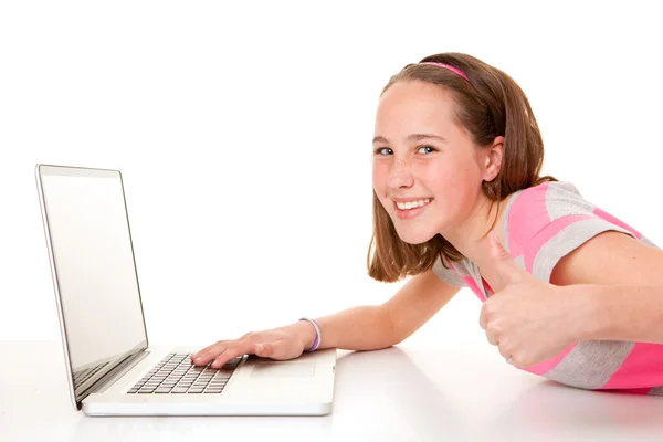 Teen with laptop computer — Stock Photo, Image