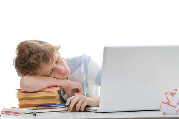 Estudante estresse exame e exaustão — Fotografia de Stock