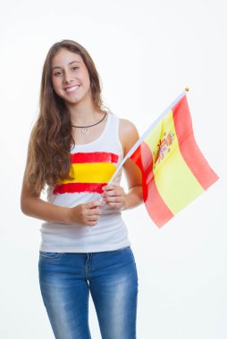 bayrak sallayarak vatansever İspanyol teen