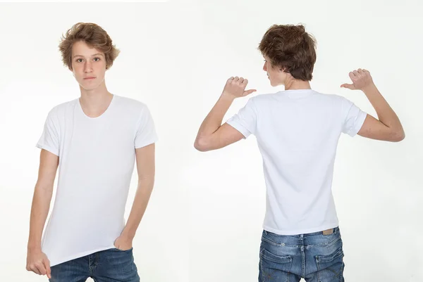 T-shirt blanc blanc blanc dos et devant Images De Stock Libres De Droits