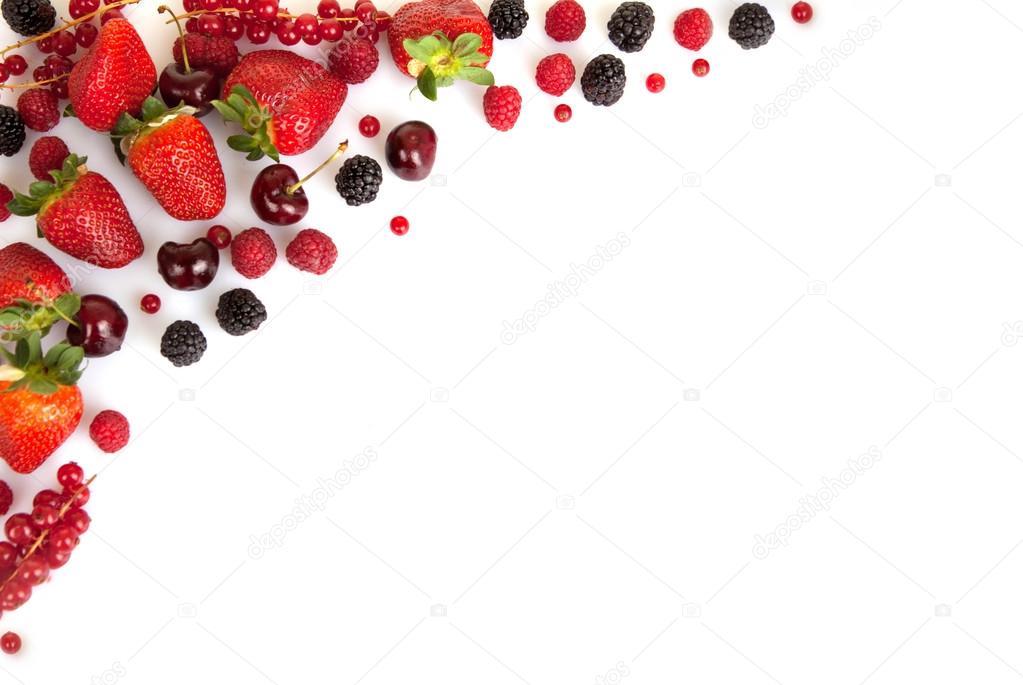 frame border or edge of red fresh summer fruits