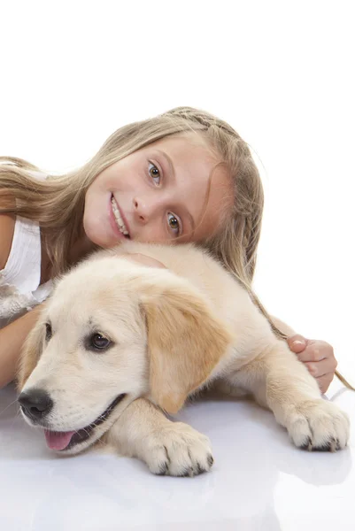 Jeune enfant avec chien de compagnie familial Images De Stock Libres De Droits