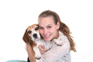 sahibi kucaklama evde beslenen hayvan beage köpek