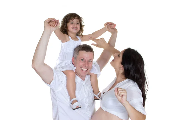 Щаслива сім'я з вагітною мамою — стокове фото