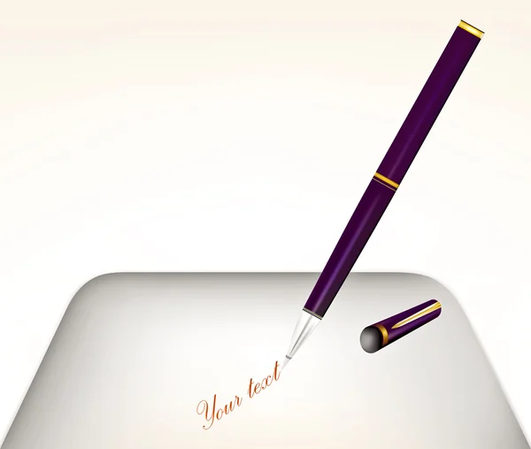 Stylo et papier violet — Image vectorielle