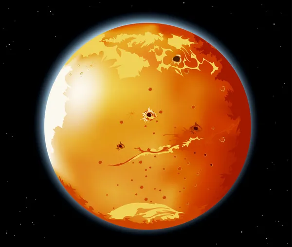 Planeta Marte no universo —  Vetores de Stock