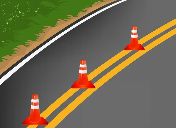 Route avec cônes de circulation — Image vectorielle