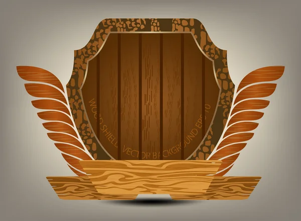 Bouclier en bois — Image vectorielle