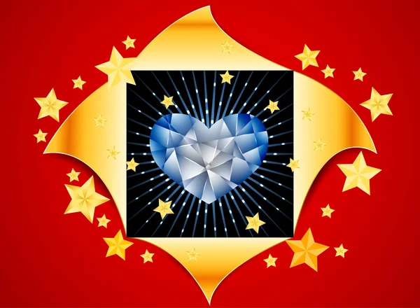 Shiny crystal heart — Stock Vector