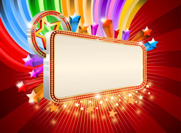 Glossy marquee with colorful stars — Stock Vector