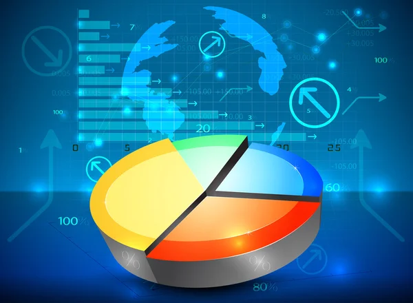 在上升的多彩饼图的形式显示。 — 图库矢量图片