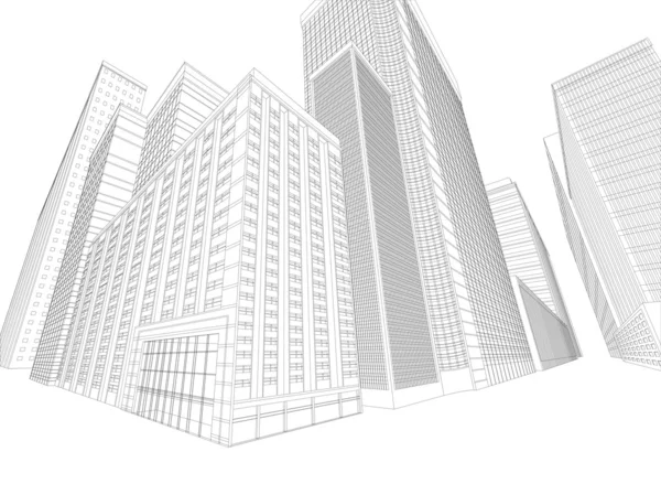 Construção de armação de arame de paisagem urbana —  Vetores de Stock