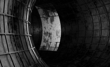 Tünel dokusu sahnesinde ışık pasajı 3D duvar kağıdı oluşturma arkaplanı